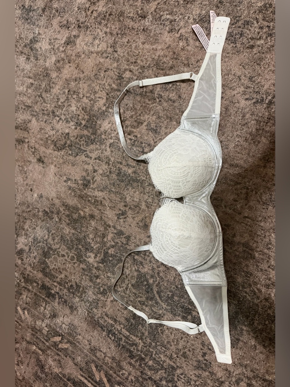 Victoria's Secret White Lace Push-Up Bra with Sheer Side Panels